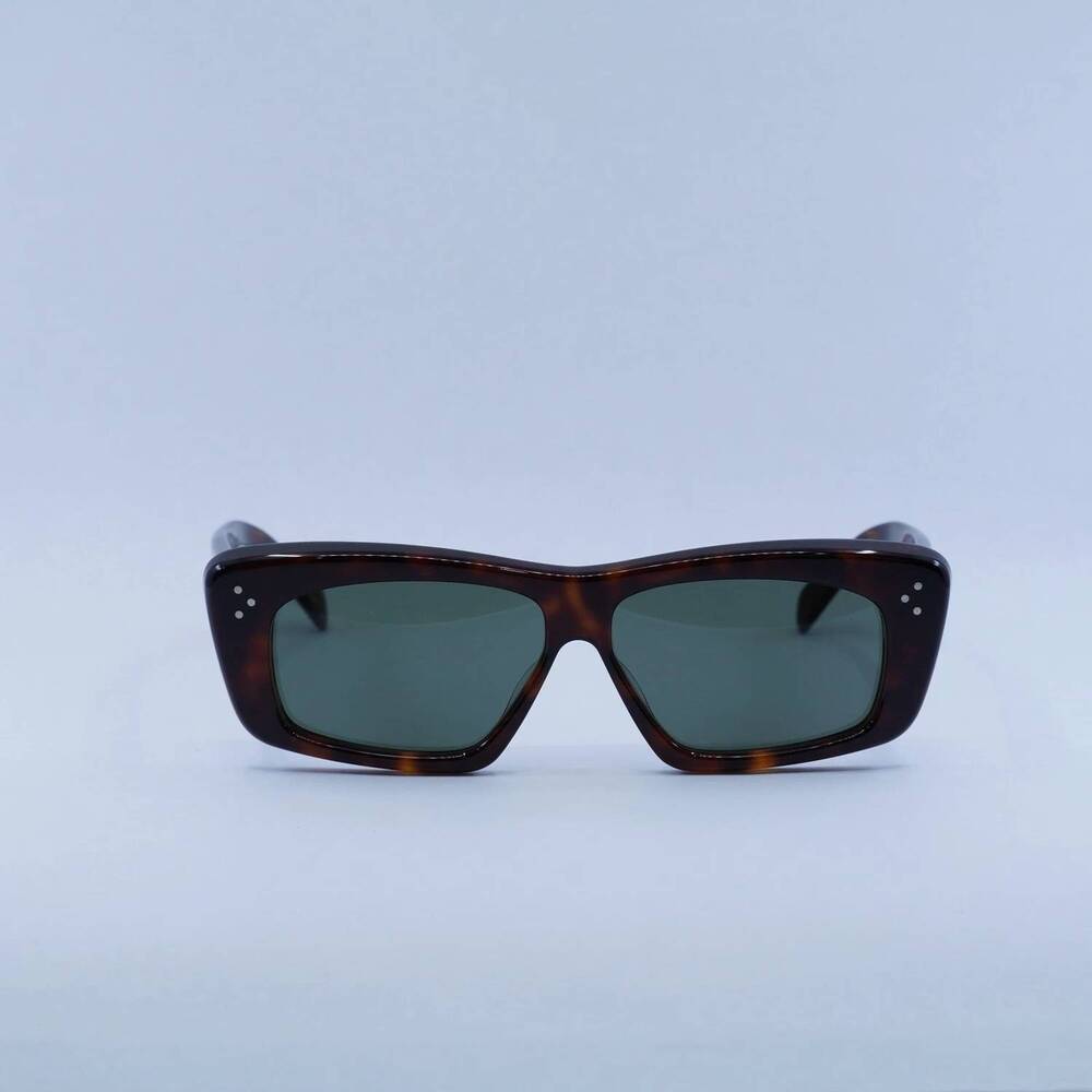 NEW CELINE unisex - cl40259i 52n rectangle sunglasses in dark havana/green - Picture 4 of 5